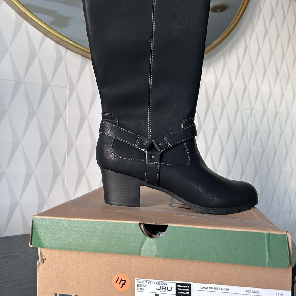 JBU Black Leather Heeled Boots